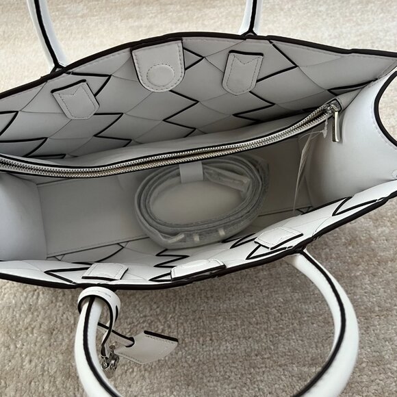 NWT Michael Kors Scarlett Medium Woven Leather Satchel Purse Bag - Picture 7 of 15